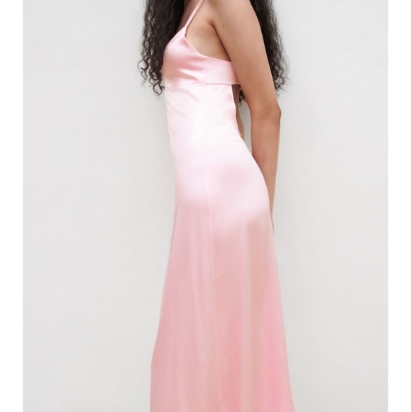 Zara | Dresses | New Zara Pink Satin Midi Dress W Open Back S | Poshmark